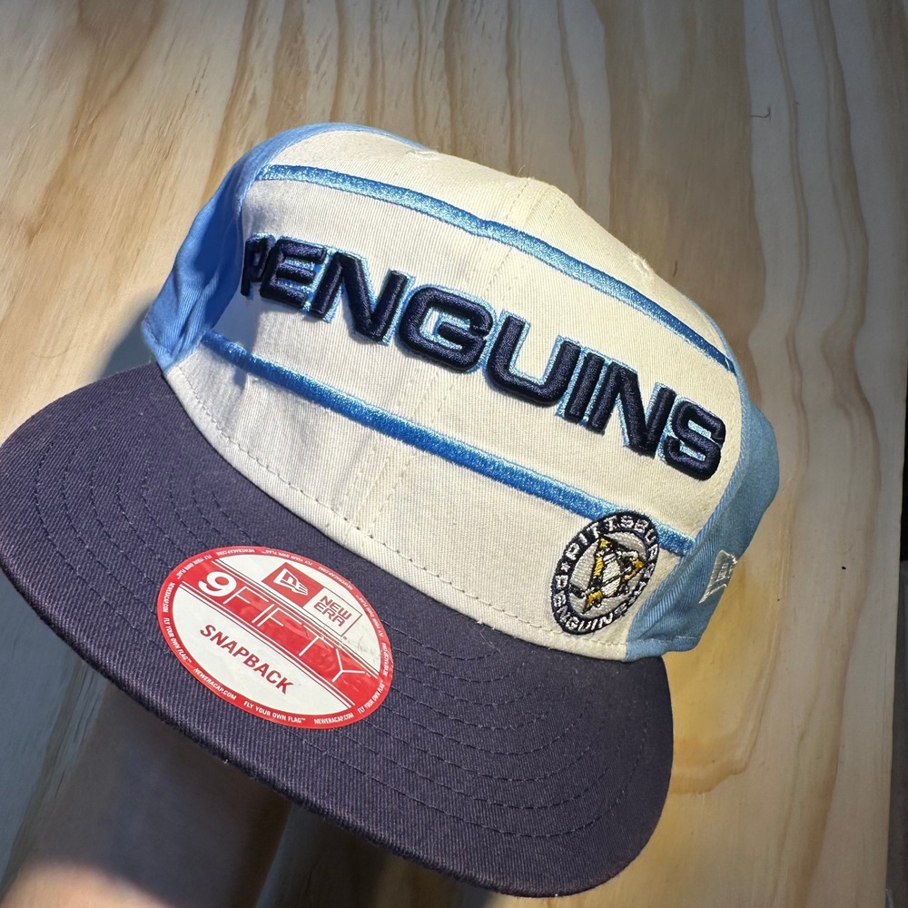 New Era Pittsburgh Penguins NHL 9FIFTY Snapback Hat Blue White Vintage Hockey